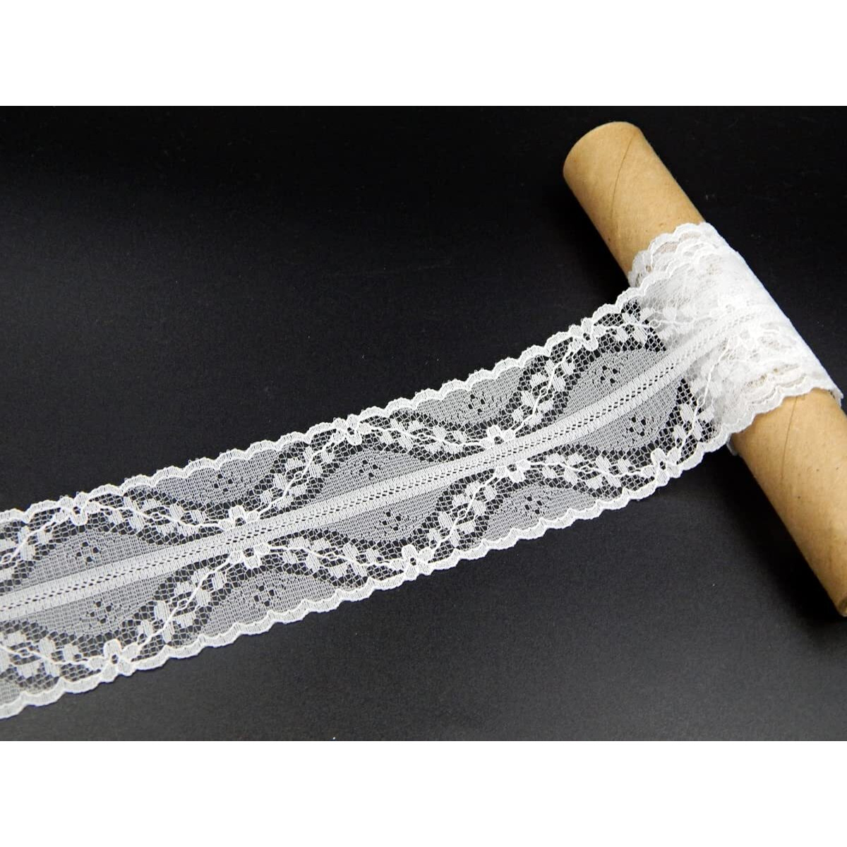 Orient Lace Craft White Net Lace Ribbon | Floral Designing Nylon Lace Trim,For Wedding Invitation Card,Sewing,Hair Bows,Gift Package Wrapping,Curtain,Table Cloth,Bridal Diy Clothing/Accessories Size 4.2 Cm ,Qty 10 Meter
