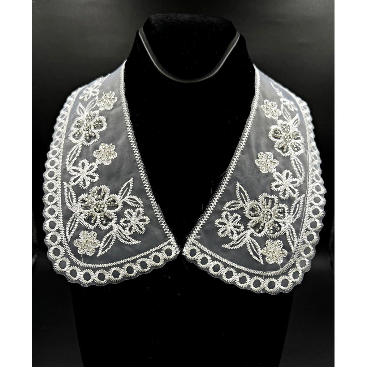 Hand Beaded White,Vintage,Peter Pan Collar | Material For Lace Jewelry,Suits,Shirts,Dresses Qty 1 Pair,Designer Patch,Applique,Sewing Supplies,French Collar Work,Diy Art & Craft