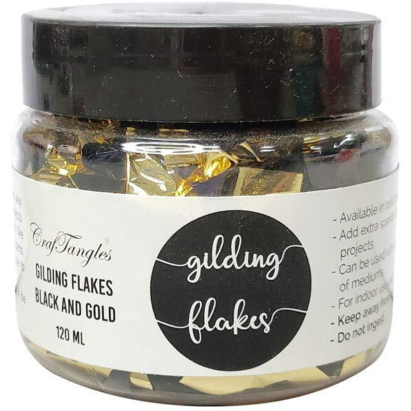 Craftangles Gilding Flakes (120 Ml) - Black And Gold, For Resin, Gilding, High Shine, Does Not Darken, Works With Gilding Glues