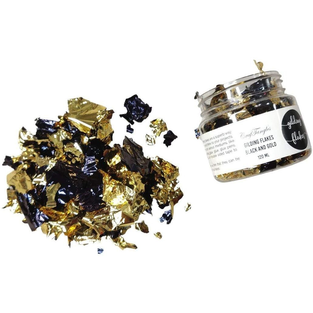 Craftangles Gilding Flakes (120 Ml) - Black And Gold, For Resin, Gilding, High Shine, Does Not Darken, Works With Gilding Glues