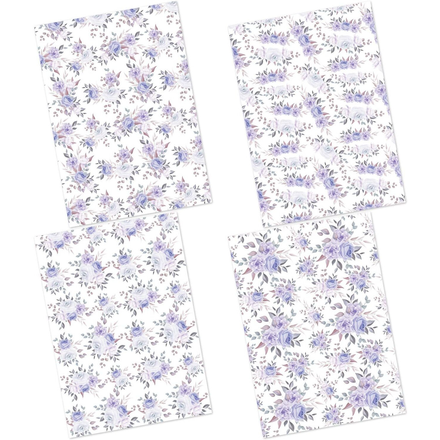 Craftangles Decoupage Paper Pack - Purple Flowers (A4) - 4 Sheets