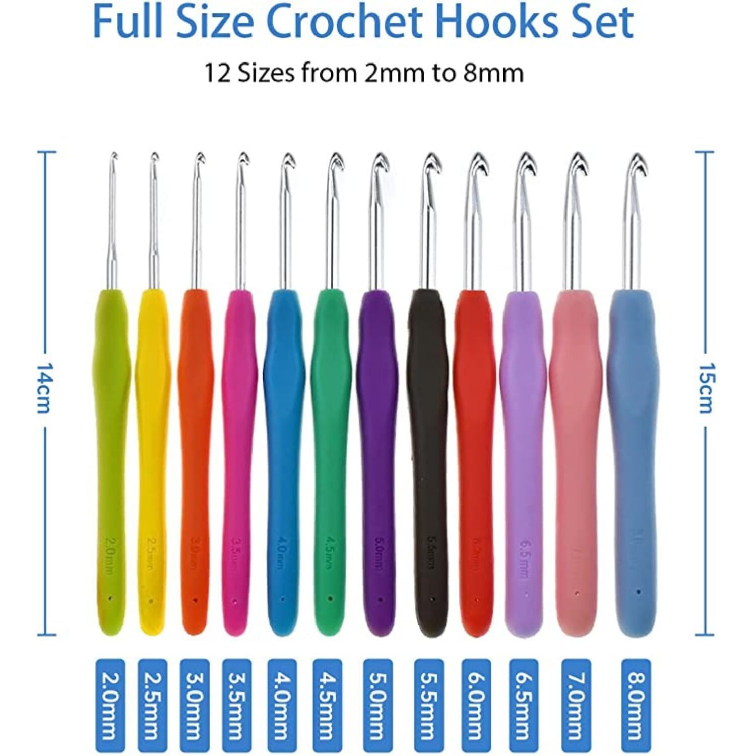 Alfa Mart Set, 41 Pcs Full Size, Crochet Hooks Set For Arthritic Hands, Ergonomic Soft Grip Handles, Crochet Kit For Beginners, Christmas Gifts For Women, Large Crochet Needle With Blue Case