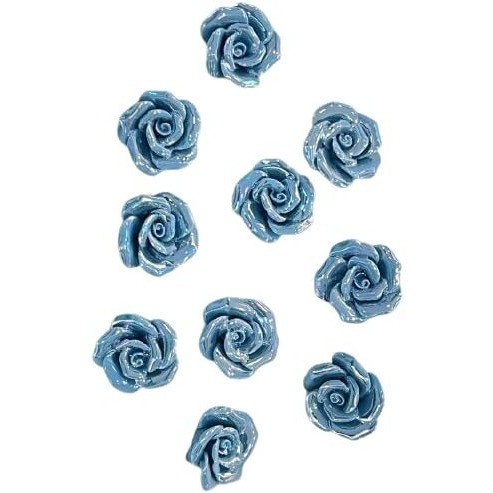 Bhavya Optic Ceramic Roses, Set Of 10 (Blue)