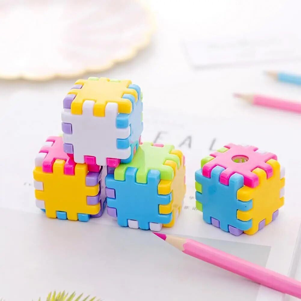 Bhavya Colorful Cube Shaped Pencil Sharpner Pack Of 5 Pieces