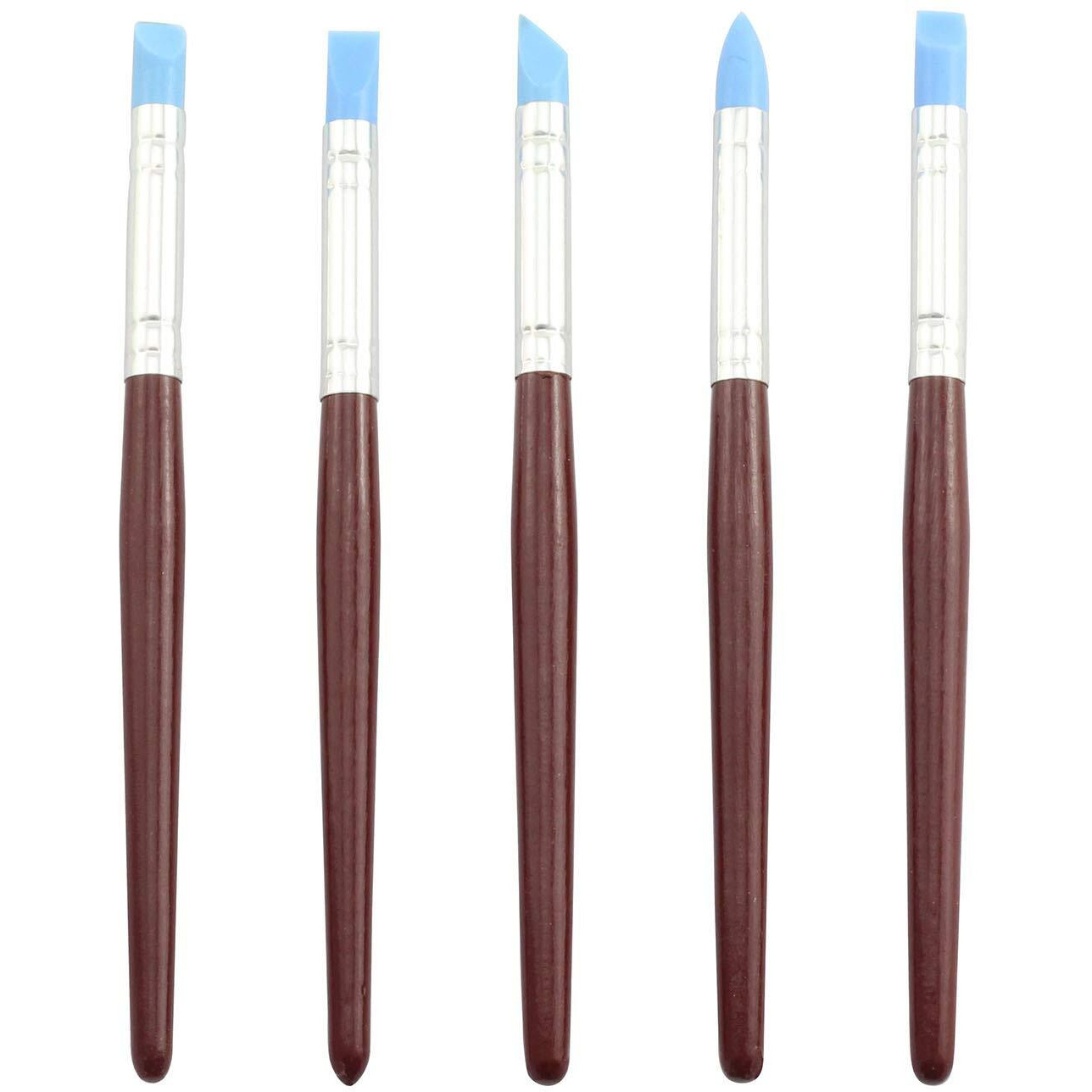 Tegg Clay Sculpting Tool 5Pcs 5 Size Rubber Tip Silicon Brushes Pottery Clay Pen Shaping Carving Tools
