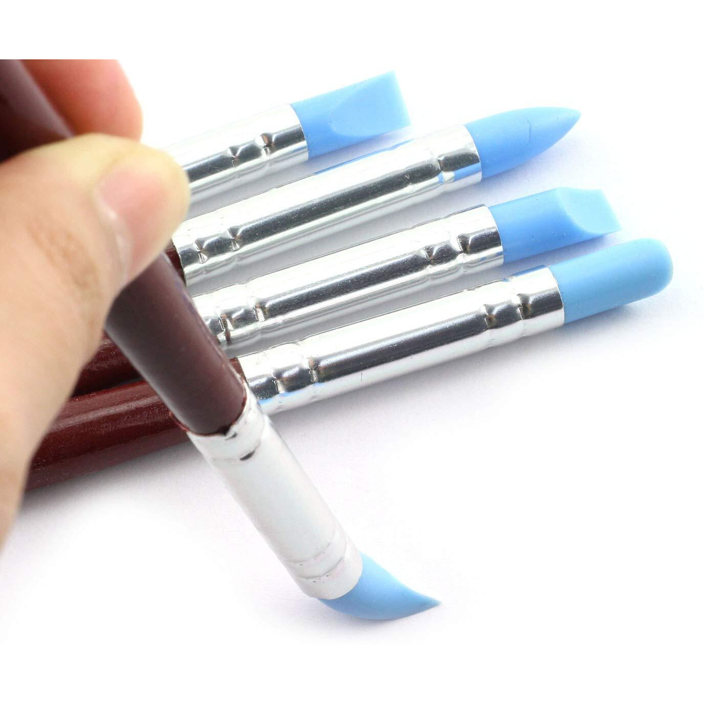 Tegg Clay Sculpting Tool 5Pcs 5 Size Rubber Tip Silicon Brushes Pottery Clay Pen Shaping Carving Tools