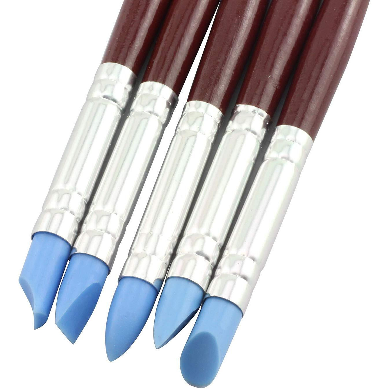 Tegg Clay Sculpting Tool 5Pcs 5 Size Rubber Tip Silicon Brushes Pottery Clay Pen Shaping Carving Tools