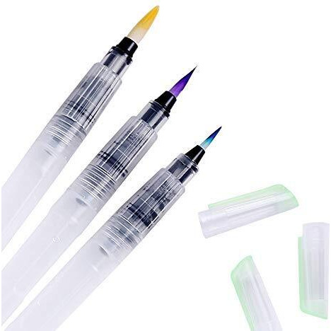 Vishal Plastic 3 Sizes Classic Styling Water Brush Pen For Watercolor Calligraphy Drawing Tool Marker,Multicolor