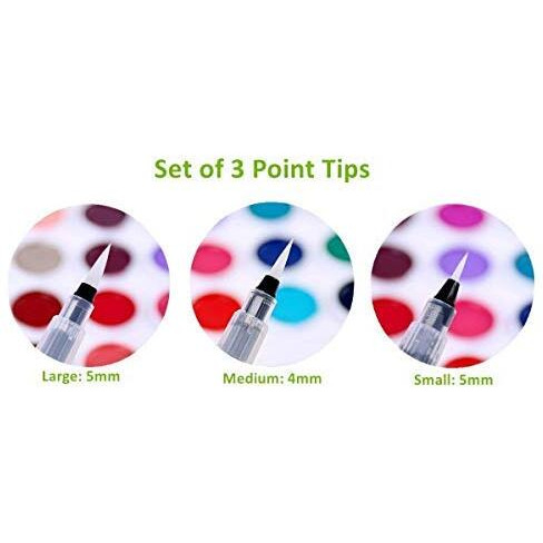 Vishal Plastic 3 Sizes Classic Styling Water Brush Pen For Watercolor Calligraphy Drawing Tool Marker,Multicolor