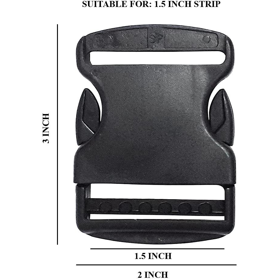 Aakriti Heavy Duty Quick Release Buckles Single Adjustable Clips Snaps For Nylon Strap Backpack Fanny Pack Webbing Belt Dog Collars Sturdy (For 1.5 Inch Strap, 10 Pcs)