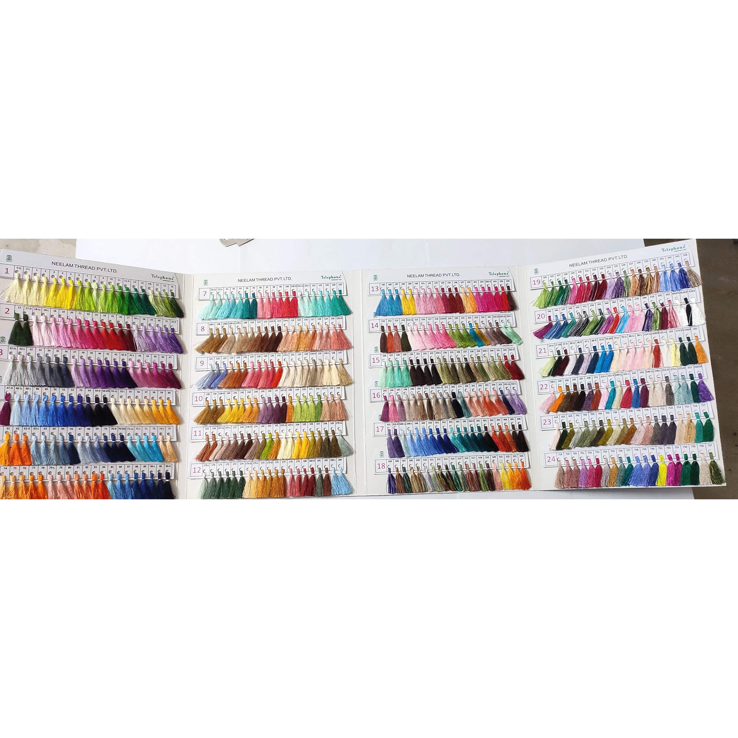 Omx Silk Thread Neelam Shade Card,1 Pc (Embroidery Yarn)-480 Color Reference. Please Check All Pictures Before Purchasing Correct Shade Card.