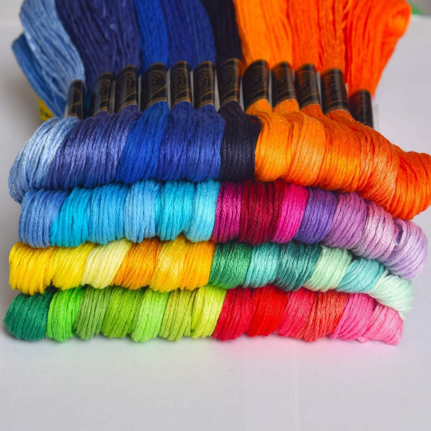 Padmashri Rainbow Embroidery Floss Skeins Friendship Bracelets Floss Embroidery Thread Cross Stitch Floss, Mixed Colour Thread For Diy Craft Work (50Pcs Embroidery Thread)