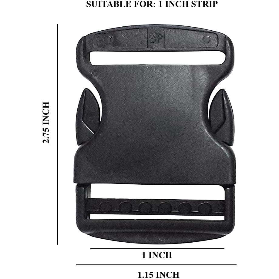 Aakriti Heavy Duty Quick Release Buckles Single Adjustable Clips Snaps For Nylon Strap Backpack Fanny Pack Webbing Belt Dog Collars Sturdy (For 1 Inch Strap, 10 Pcs)
