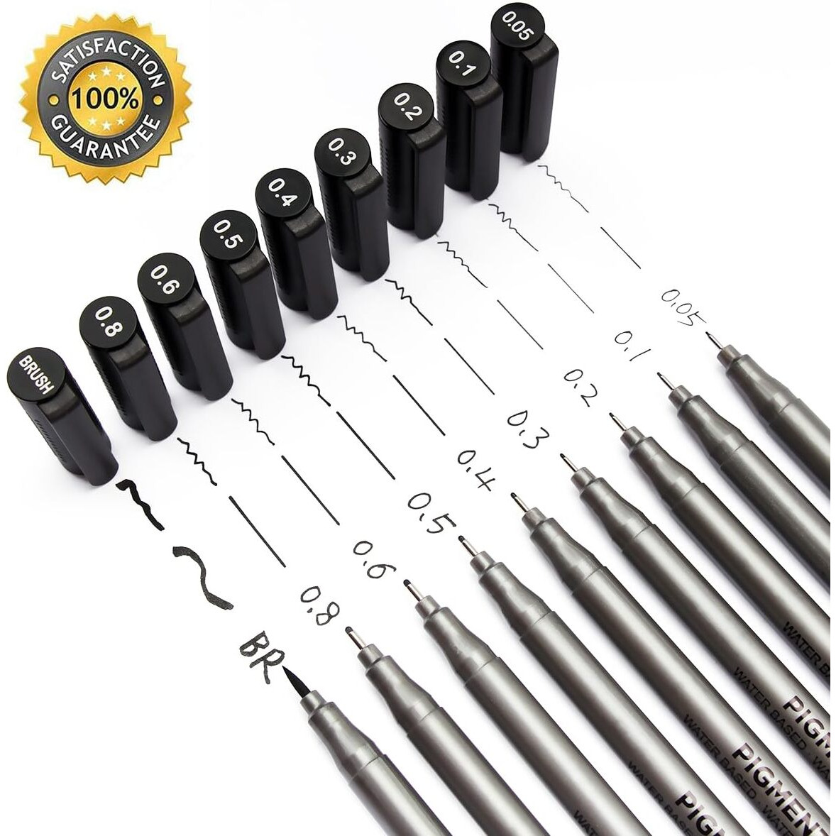 Sta Brusarth Precision Black Micro-Pen Fineliner Ink Pens,Waterproof Archival Ink,Drawing Pens,Artist Illustration Pens,Multiliner,For Art Watercolor,Sketching,Anime,Manga,Design,9/Set(Black)