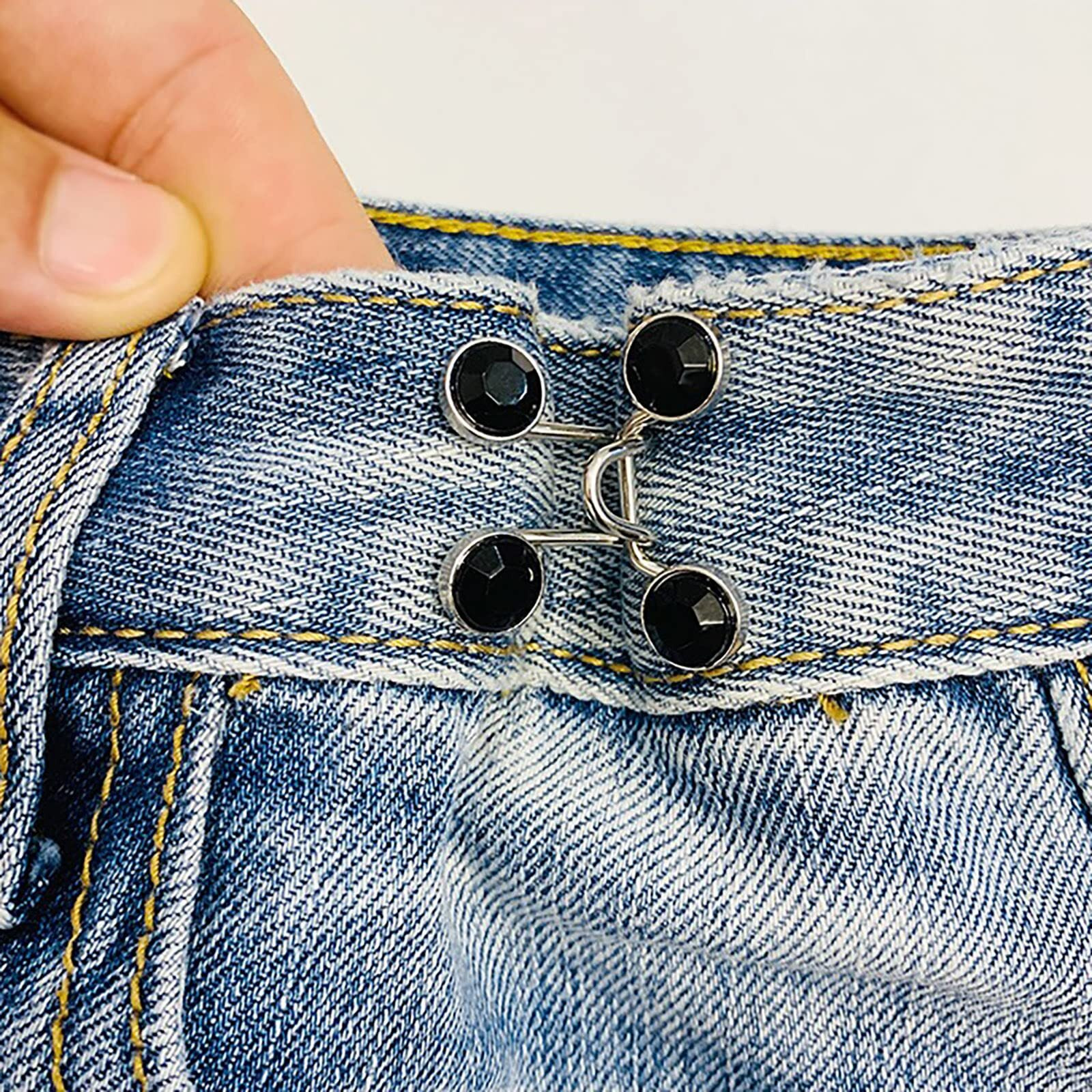 Qkari Jean Button Pins, Adjustable Jean Button, Detachable Jean Button Pin, No Sewing Required, Perfect Fit Instant Jean Button(Black Brick)
