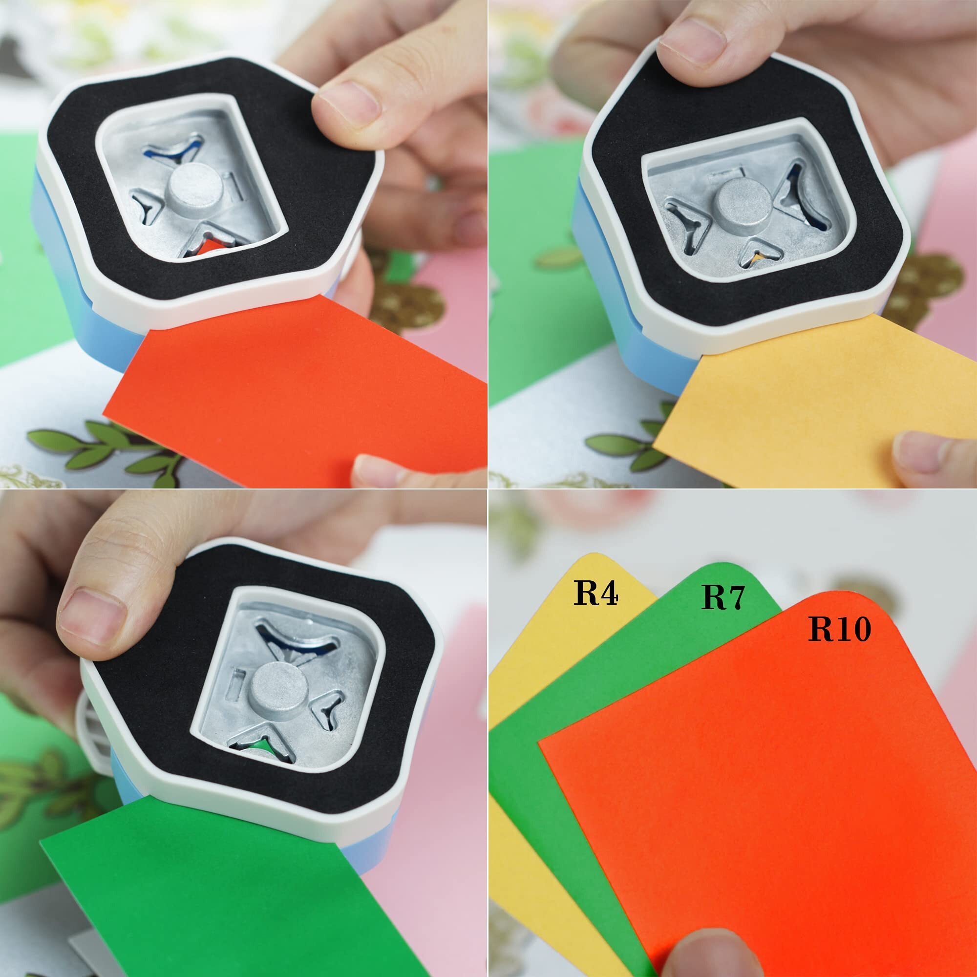 Ecohu Round Corner Puncher 3 In 1-3 Way Corner Cutter For Paper Craft (R4Mm+R7Mm+R10Mm) For Cutting Different Corners, Diy Projects, Card Making & Scrapbooking