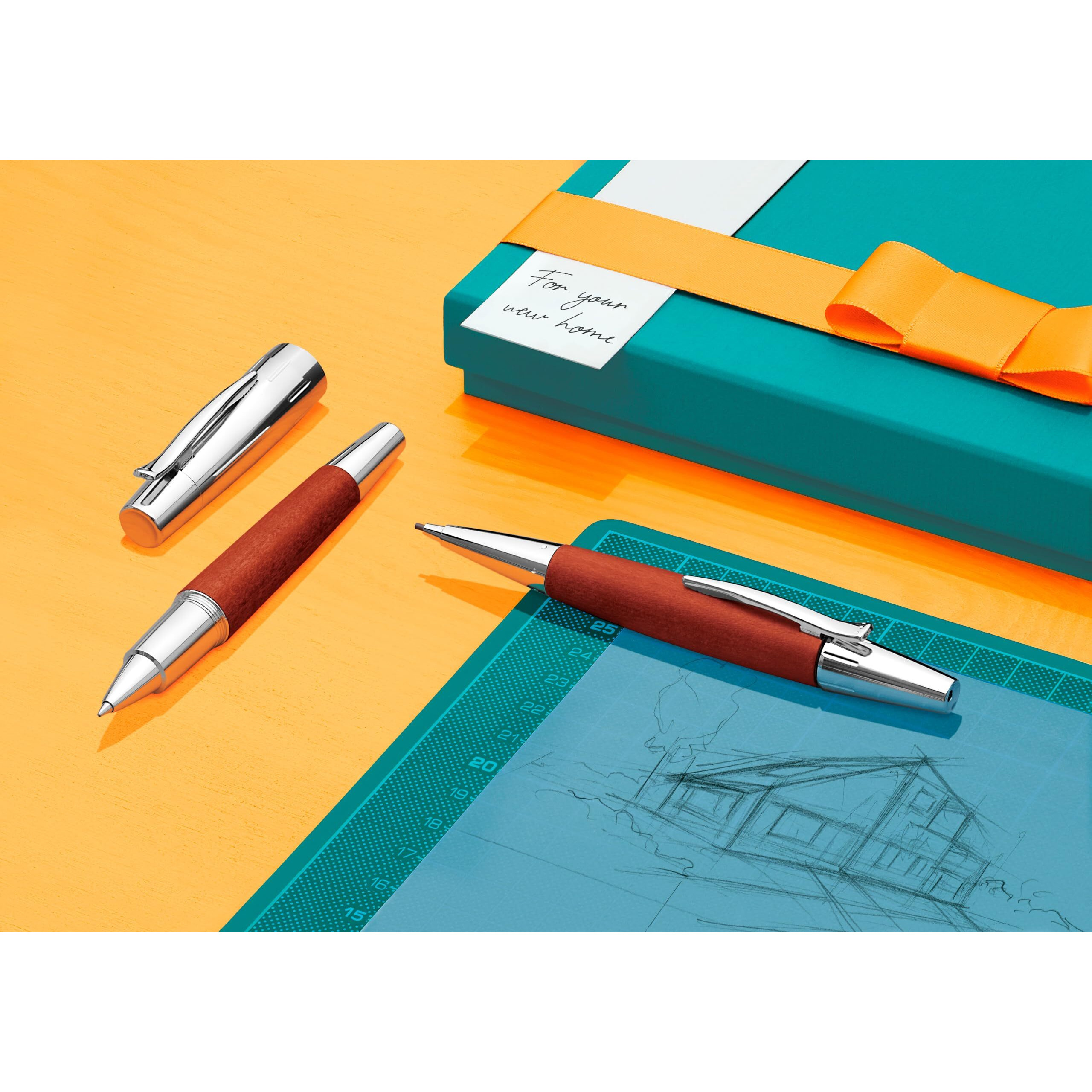 Faber-Castell E-Motion Brown Wood/Chrome Pencil