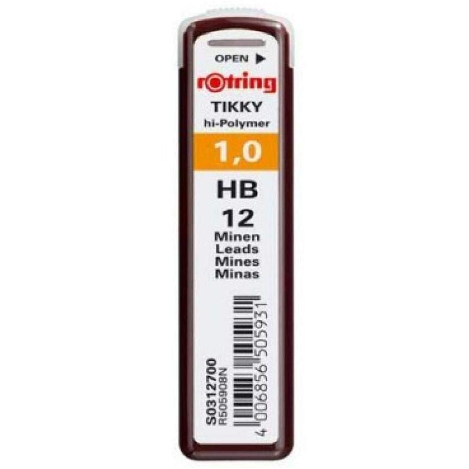 Rotring Replacement Leads For Tikky Mechanical Pencils - 1.0 Mm Hard Black (Hb) - Pack Of 10 (S0312700)