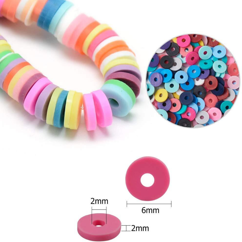4200 Pieces Flat Round Seed Pony Beads For Bracelet Making Seed Beads Kit,Nnhom 6Mm Flat Beads For Jewelry Making Necklace Earring Diy Craft Set With All Accessories,20 Colors Polymer Clay Disc Beads