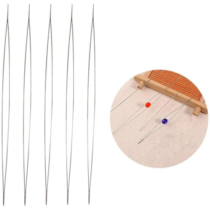Rosenice 10Pcs Thread Sewing Needles Opening Big Eye Bead Needle Diy Hand Tool Stainless Steel Large Big Eye Collapsible Embroidery Beading Needles