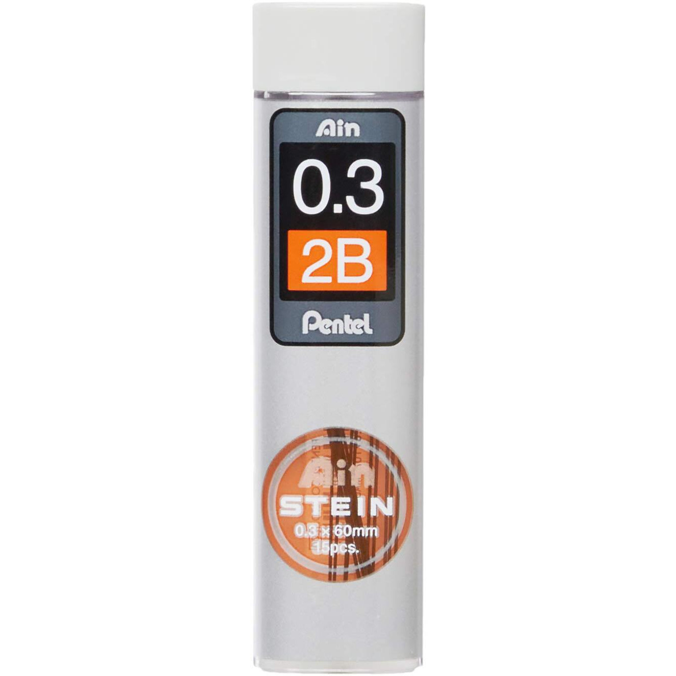 Pentel Ain Stein 0.3Mm Mechanical Black Pencil Lead | Lead Of Grade 2B | Smooth & Not Scratchy | Easy To Insert Inside The Pencil | Pack Of 15 Pcs (C273-2B)