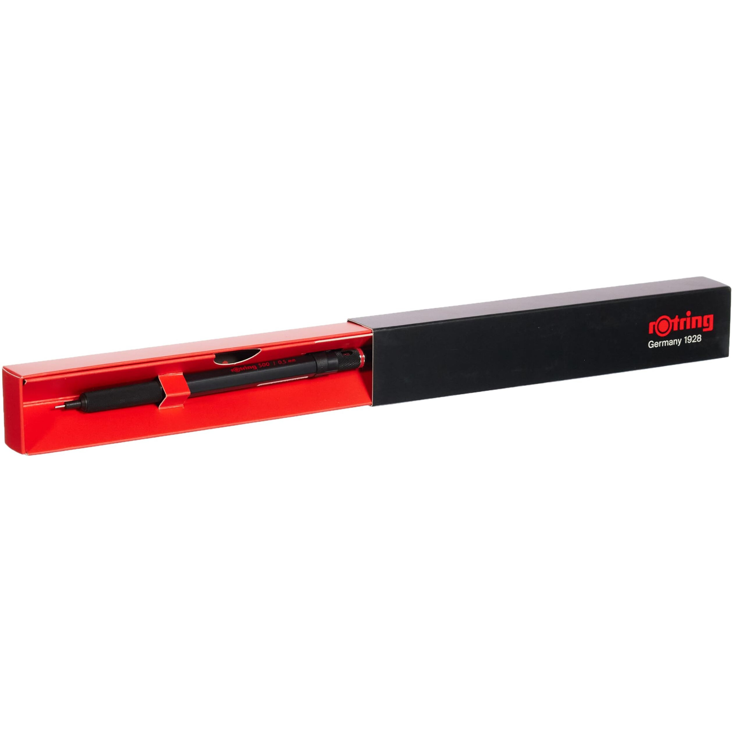 Rotring 0.5Mm Mechanical Lead Pen Pencil Matte Black Abs Plastic Body Hexagonal Body Non-Slip Textured Metal Grip Click Mechanism 500 Series Lead Indicator Ideal For Technical Drawing