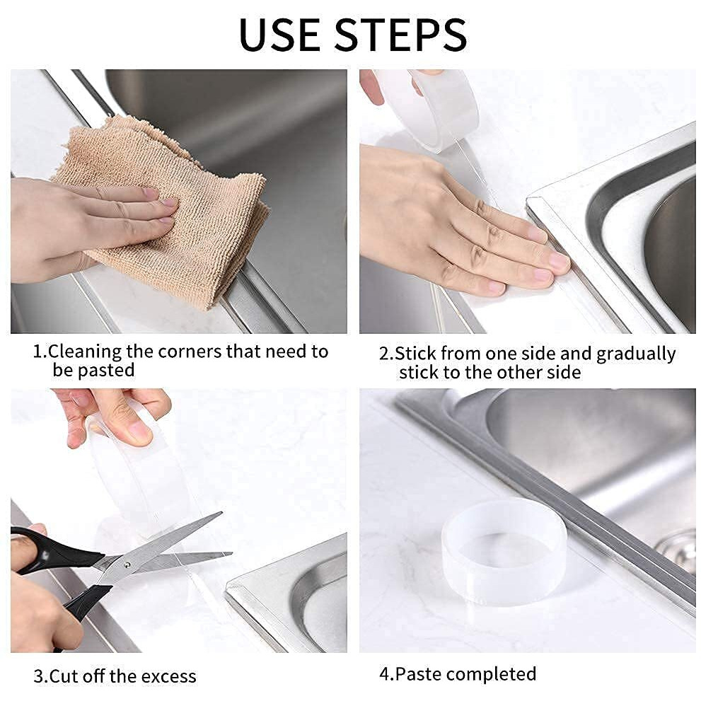Brelvik Caulk Tape Strip Transparent Waterproof Greaseproof Dustproof Self Adhesive Tape For Kitchen Wall Mildew Sealing Car Door Guard And Table Corner Guard
