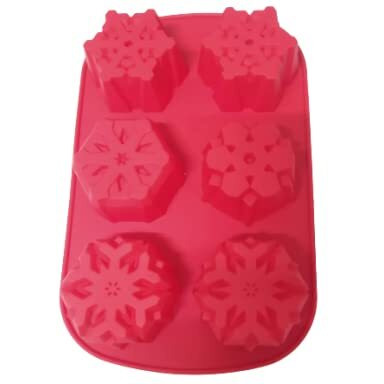 Bakers Pardise Christmas Snowflakes Silicone Molds, 6 Cavity Cake Moulds Desserts Molds For Making Soap Candle Candy Muffins Chocolates Cake Decoration Mould Size 28 X 18 X 4 Cm (Pack Of 1)