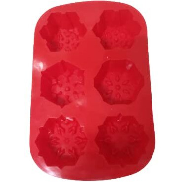 Bakers Pardise Christmas Snowflakes Silicone Molds, 6 Cavity Cake Moulds Desserts Molds For Making Soap Candle Candy Muffins Chocolates Cake Decoration Mould Size 28 X 18 X 4 Cm (Pack Of 1)
