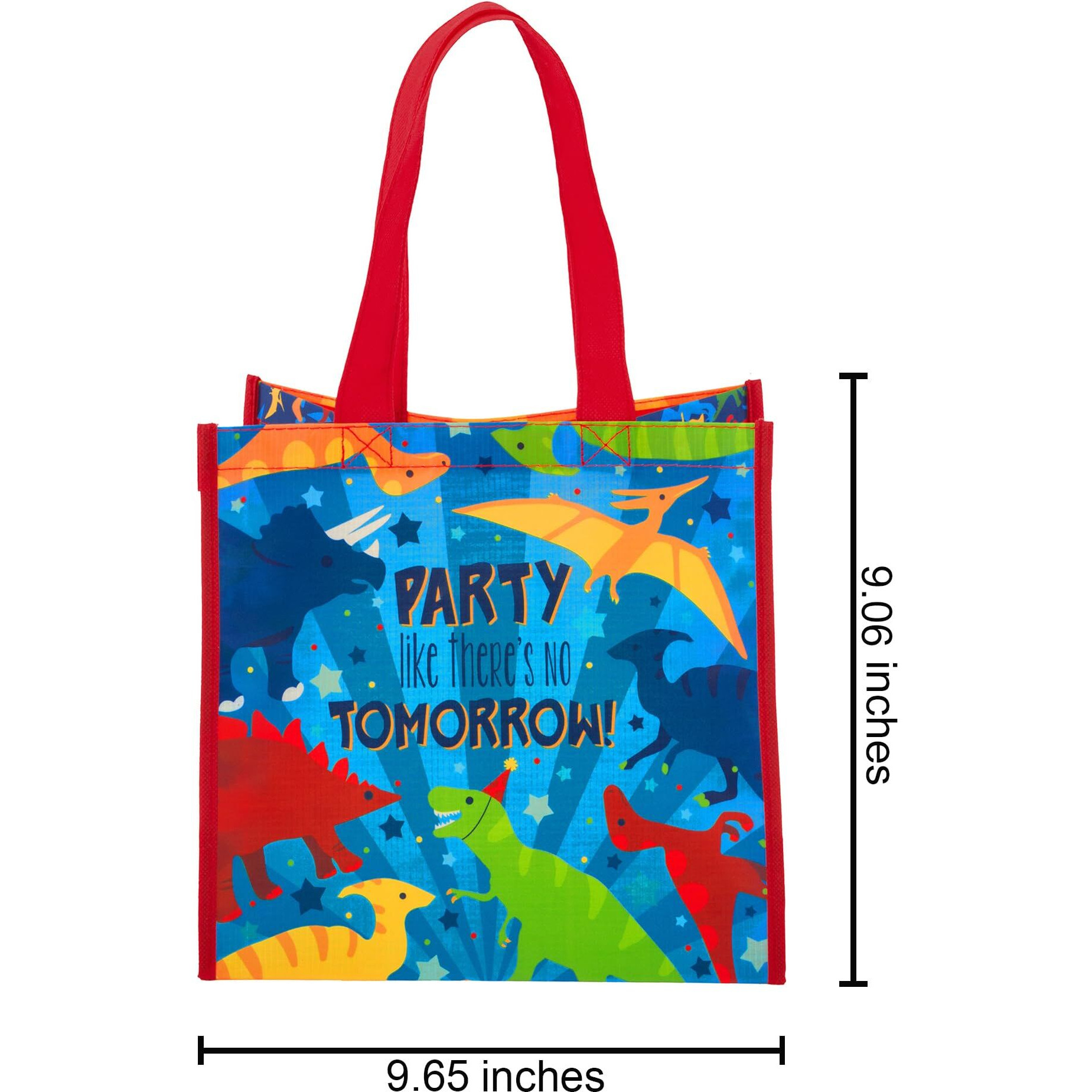Stephen Joseph Large Recycled Gift Bags, Reusable Multipurpose Waterproof Gift Bag With Handles For Birthday Parties/Shopping, Multi-Colored Dino Tote_Bag For Kids (3-6 Years)