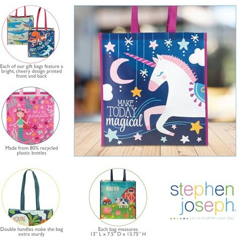 Stephen Joseph Large Recycled Gift Bags Think Happy