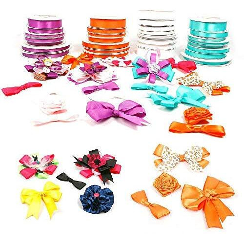 Diy Crafts 16, 40 Mtr, Polyester Ribbon For Floral Arrangement, Bouquet, Artwork Projects No Fading Woven Ribbon 1 Inches Face Solid Satin Ribbon Roll 1+Mtr Lenth Each Lot Rom Color 4(16, 40 Mtr)