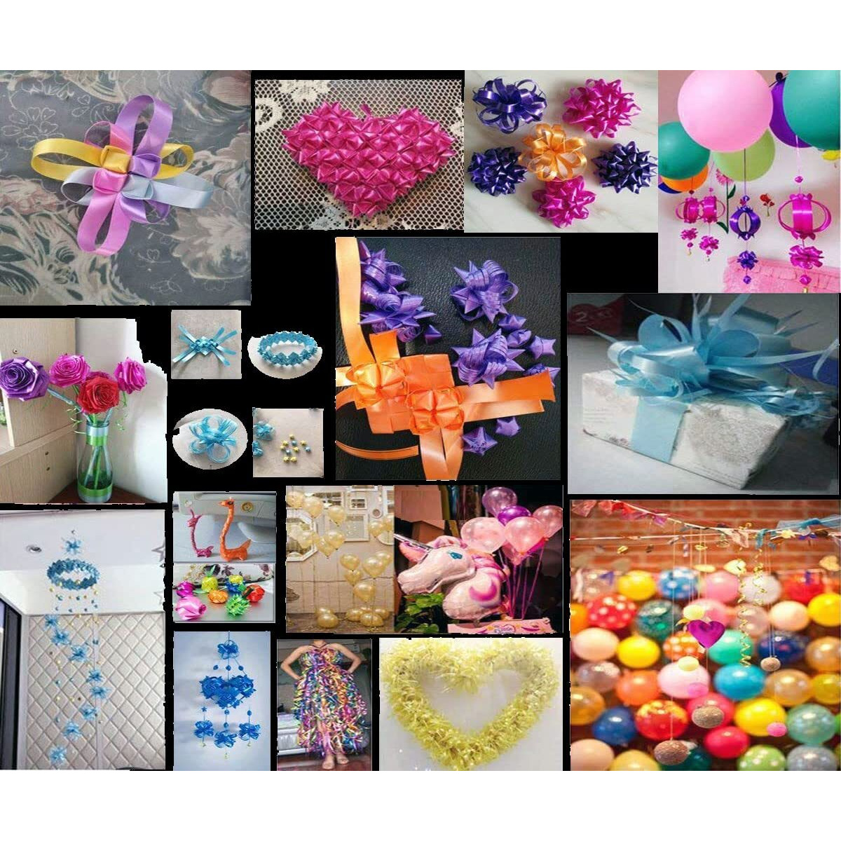 Diy Crafts Random Color Set  1, 10 Mtr, Polyester Ribbon For Floral Arrangement, Bouquet, & Big Artwork Projects No Fading Woven Ribbon Mix Sizes Mix Col (Random Color Set  1, 10 Mtr)