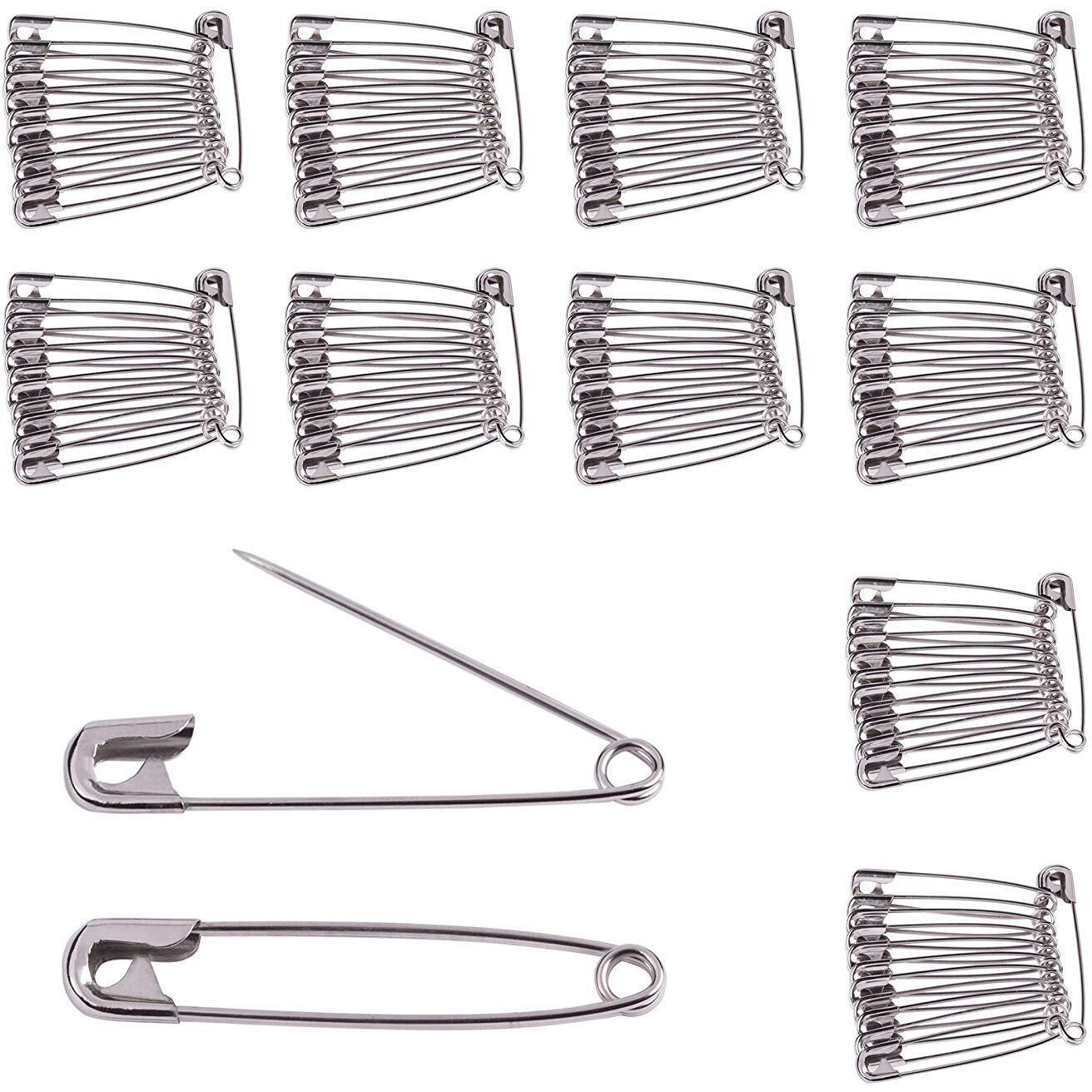 Diy Crafts Safety Pins Nickel Finish Clothing Pins Garment, Rust-Resistant Nickel Plated Steel Set- Sewing Accessories Kit For Baby Clothing, Crafts & Arts (54Mm, Pack Of 120 Pcs)