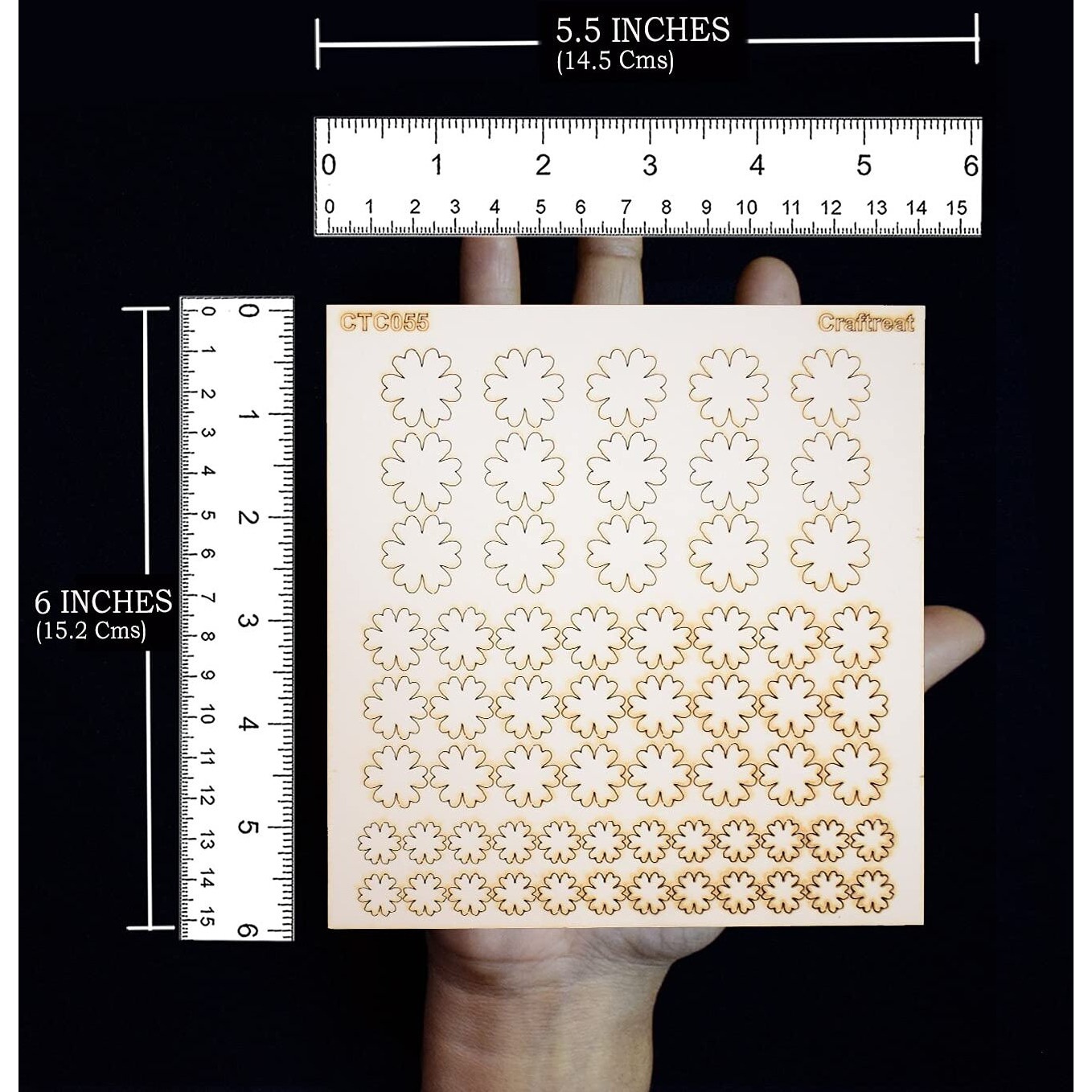 Craftreat Laser Cut Chipboard Embellishments For Card Making And Scrapbooking - Flower 1 - Size 5.5X6 Inches - Floral Embellishments For Crafts Different Sizes