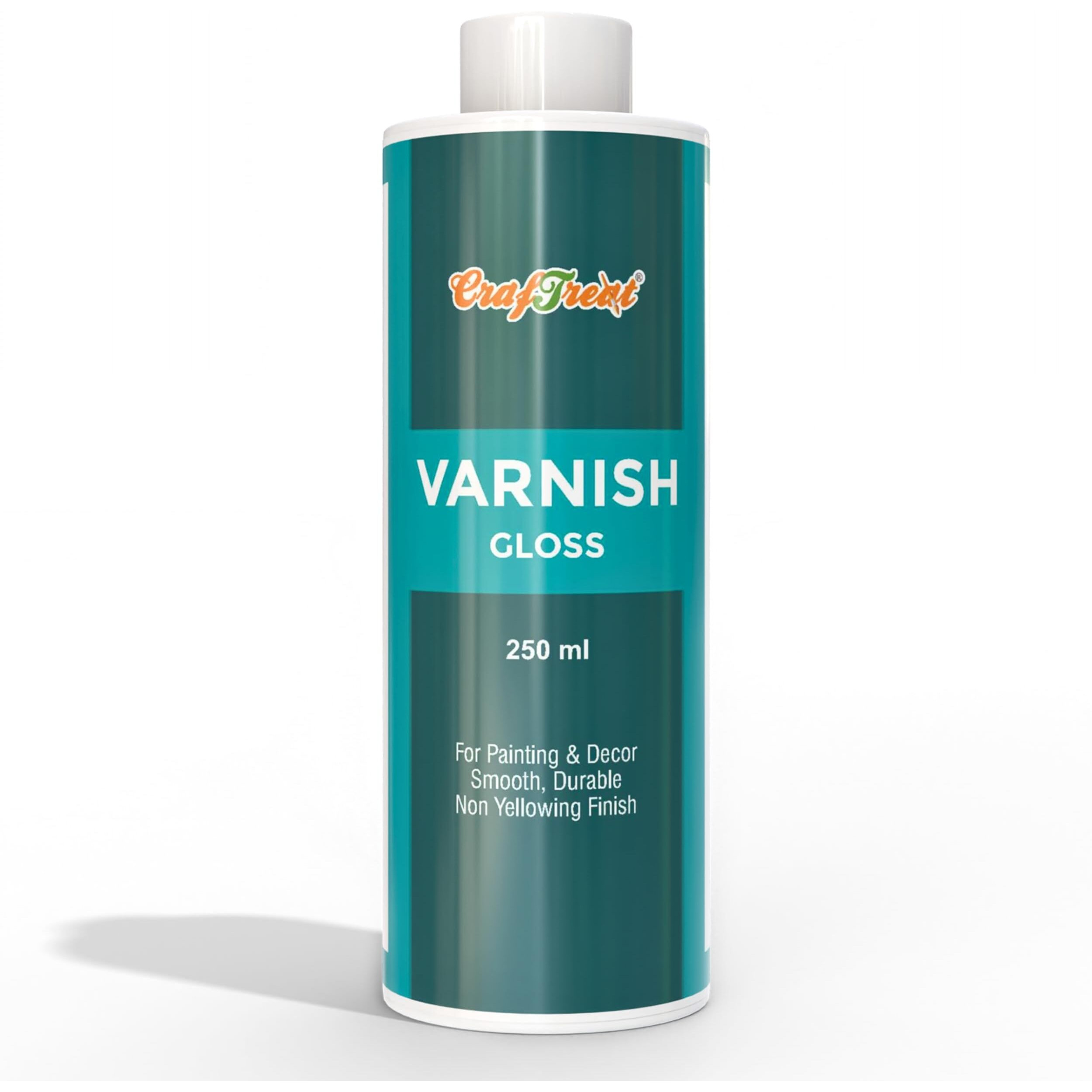 Craftreat Premium Gloss Varnish - 250Ml | Protective Top Coat For Acrylics, Clay, Wood & Canvas Art