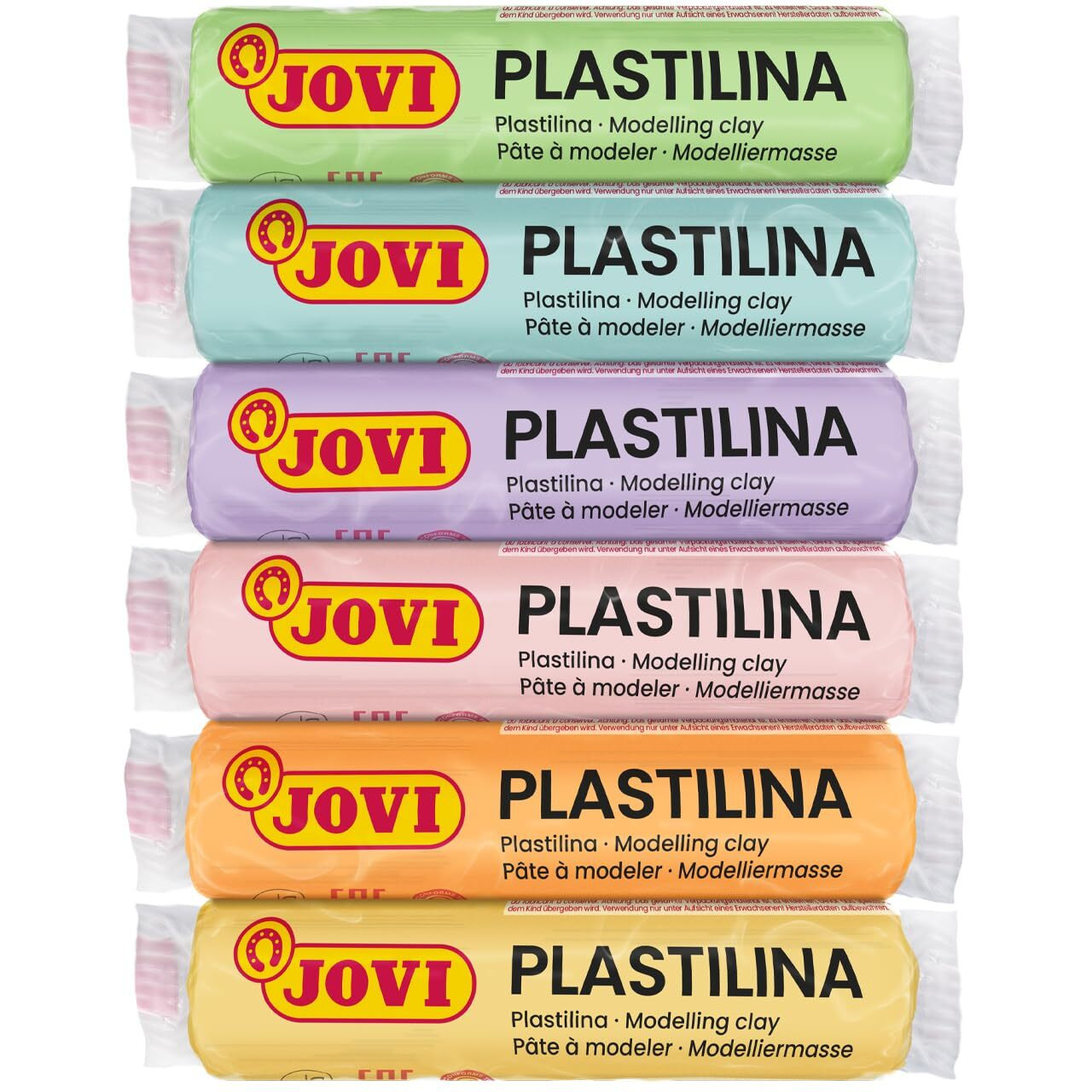 New Jovi Plastilina Reusable And Non-Drying Modeling Clay Pastel Colors, 0.50 Oz. Bars, Set Of 6, Perfect For Arts And Crafts Projects