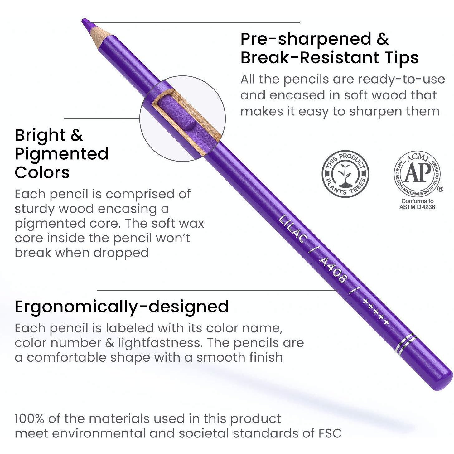 Arteza Professional Colored Pencils Set Of 48 Colors, Soft Wax-Based Cores, Ideal For Drawing Art, Sketching, Shading & Coloring, Vibrant Artist Pencils In Tin Box