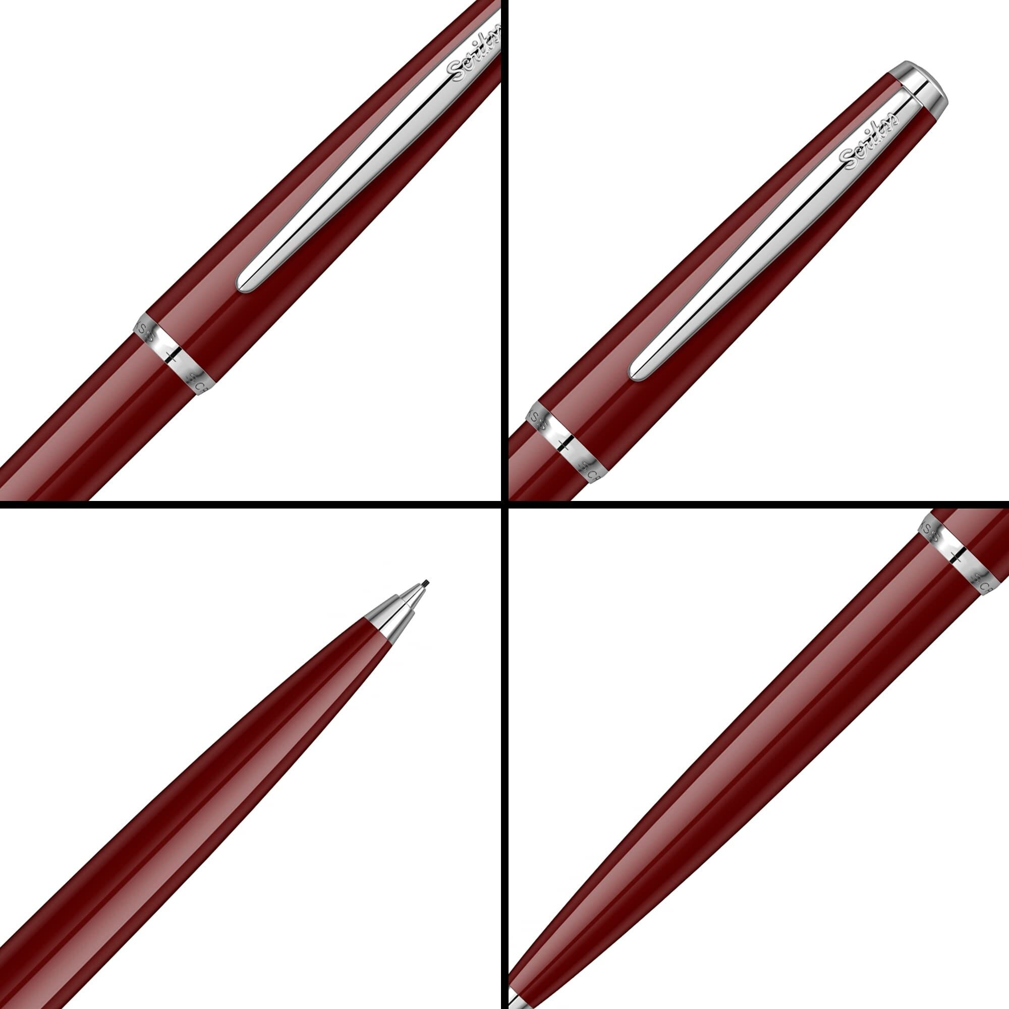 Scrikss Vintage 33 Mechanical Pencil Burgundy Click Mechanism 0.7Mm Modern & Elegant Design Ideal For Office, Home, College, Gifting