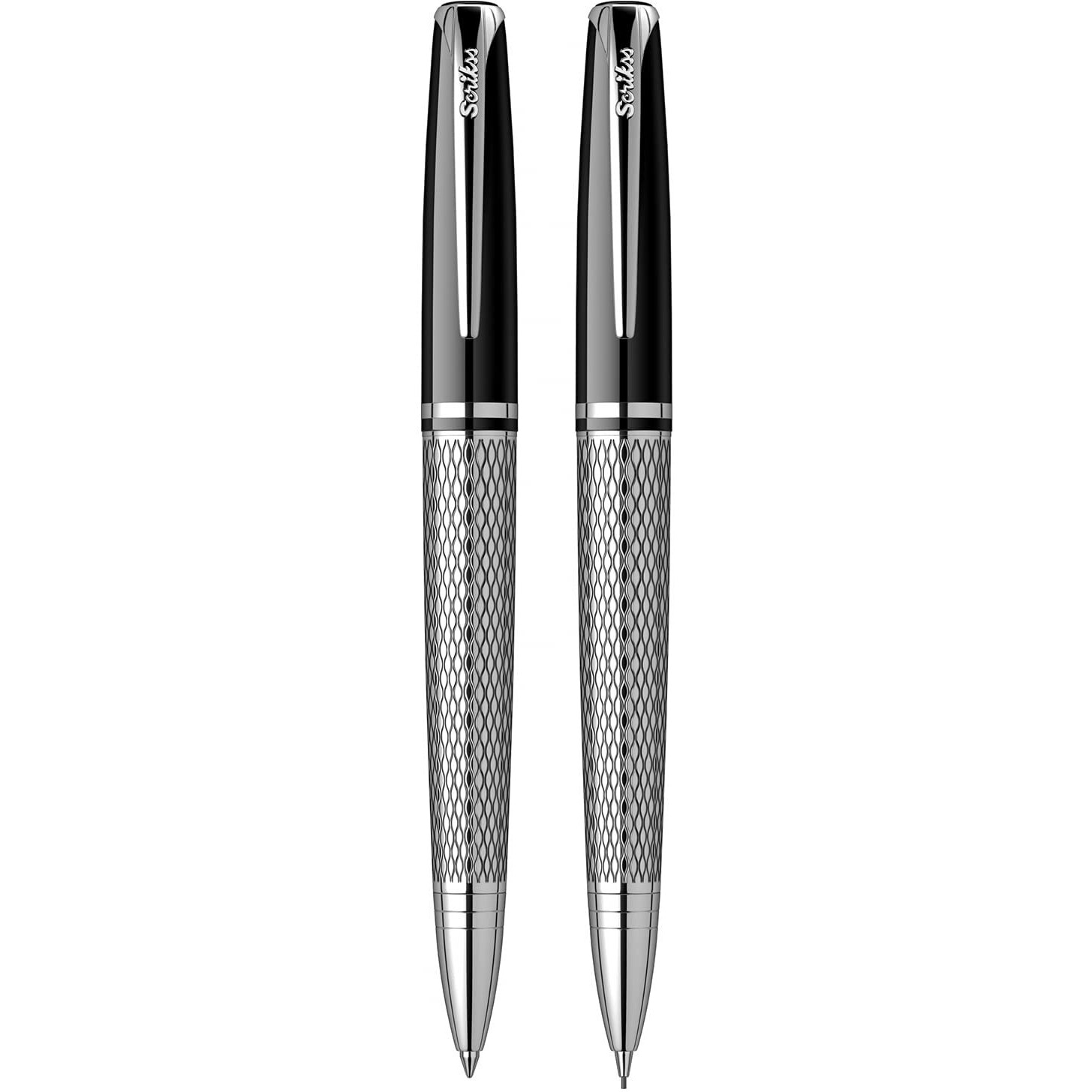 Scrikss Pera 477 Ball Pen 0.7Mm Mechanical Pencil, Chrome Plated Brass Body With Wave Pattern, Ideal For Writing, Professionals Pen Collectors