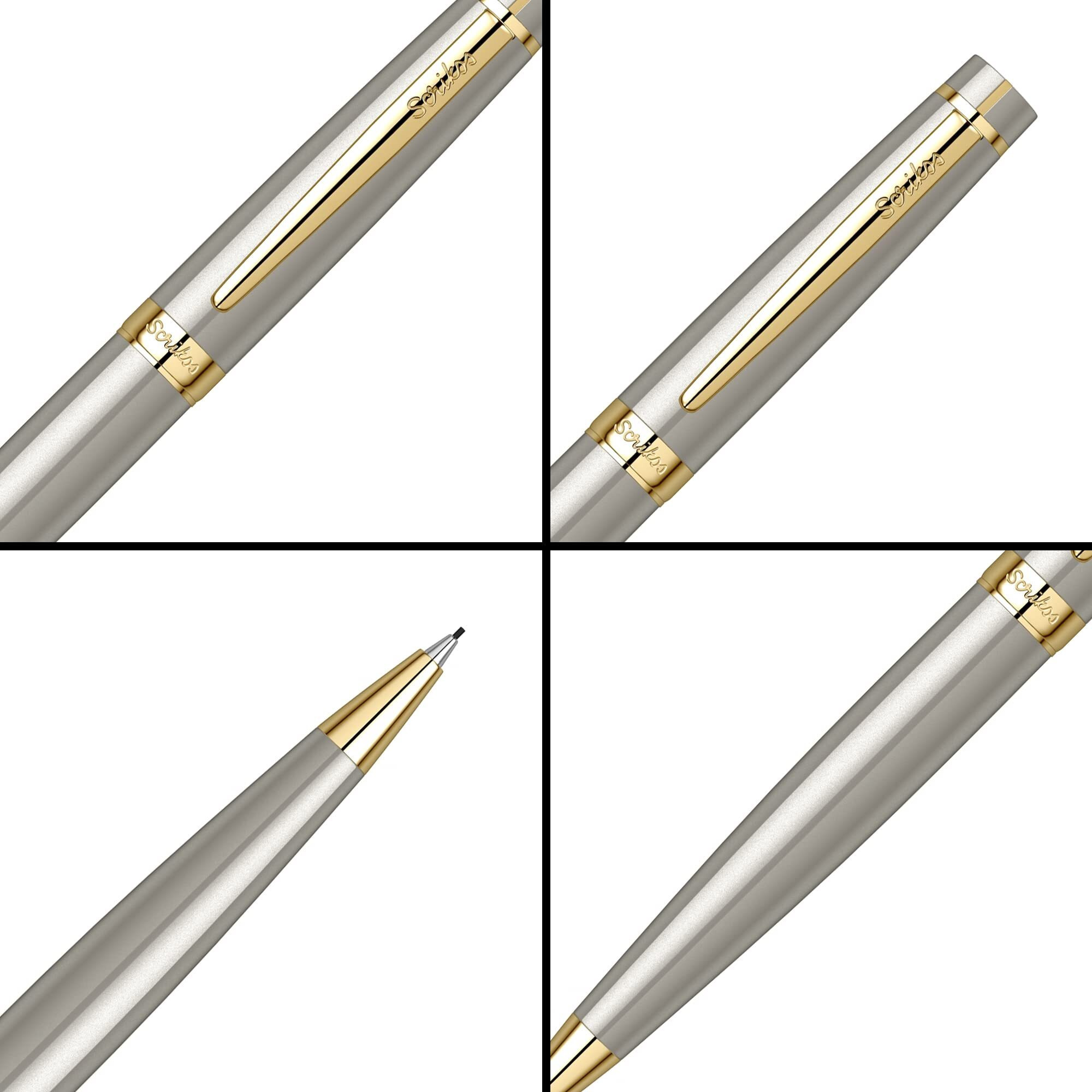 Scrikss 0.7Mm Mechanical Lead Pen Pencil Satin Brass Body Gold Plated Trims Twist Mechanism Honour 38 Series Modern And Elegant Pen Ideal For Gifting Using In Office Home