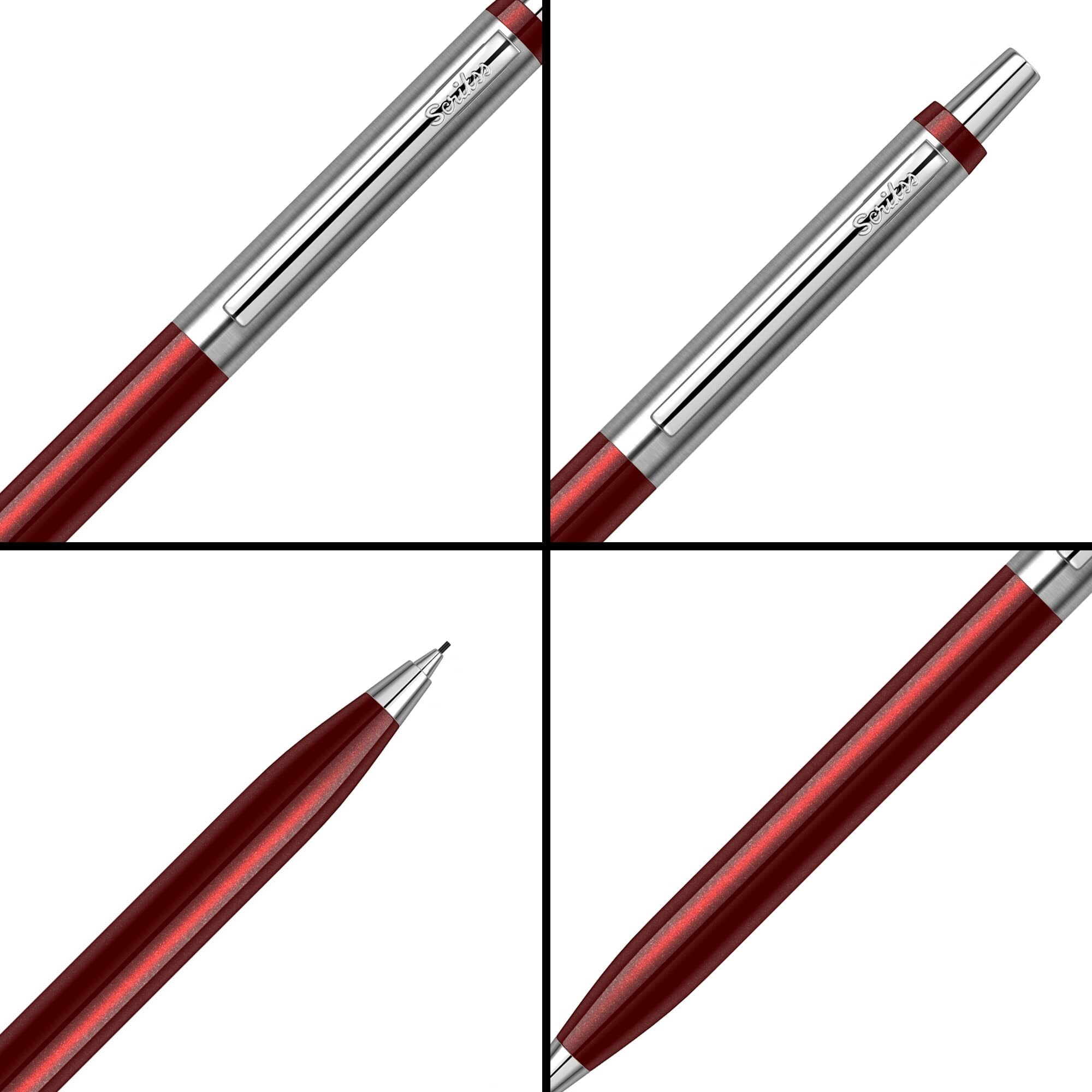 Scrikss Vintage 51 Mechanical Pencil Burgundy Click Mechanism 0.7Mm Modern & Elegant Design Ideal For Office, Home, College, Gifting