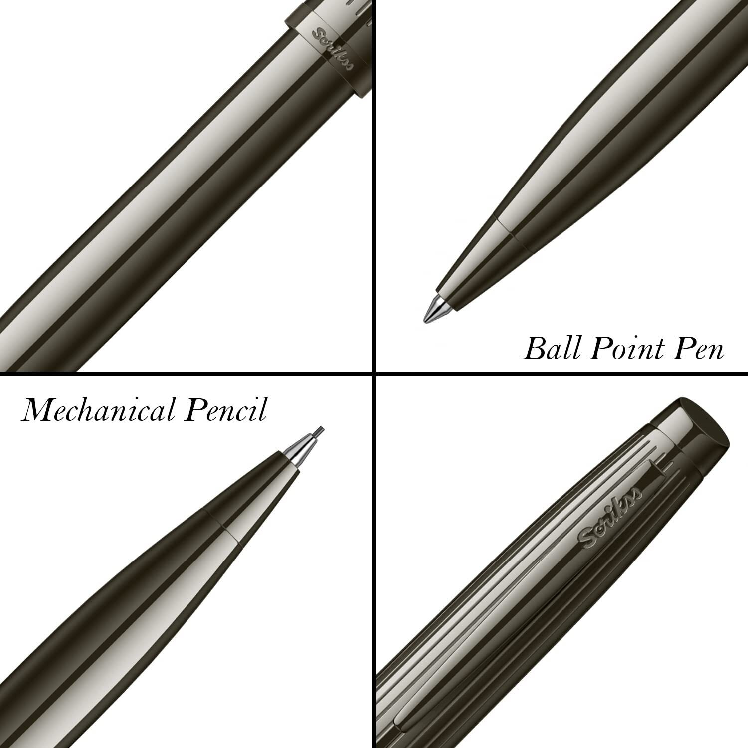 Scrikss 0.7Mm Mechanical Lead Pen Pencil & Ball Point Pen Set Titanium Plated Brass Body Oscar 39 Series Gift Pen Set Modern And Elegant Pen Ideal For Gifting Using In Office Home