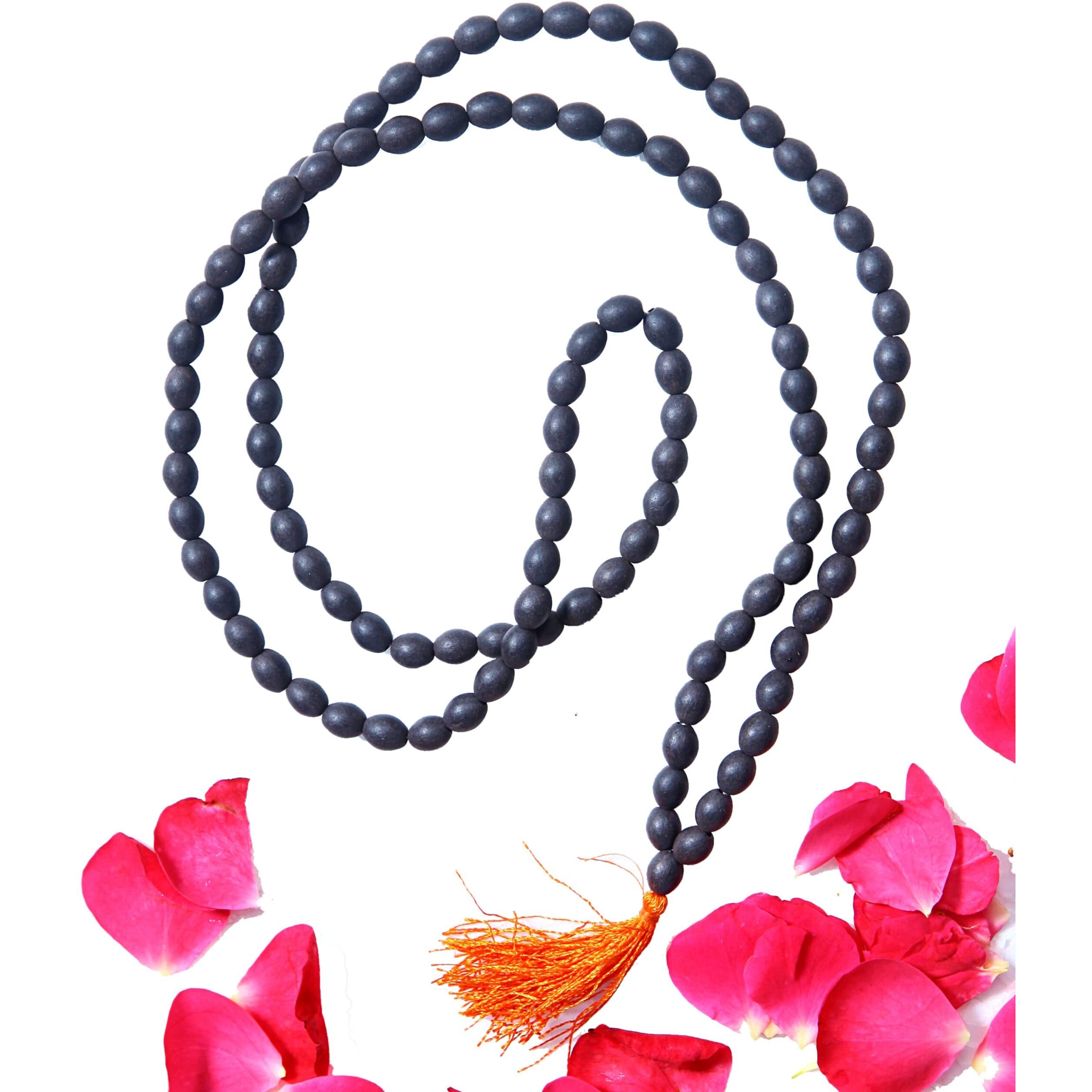 Anciently 100% Natural Unpolished Karungali Malai Original Oval Beads | Karungali Malai Oval Beads 8X10Mm - Natural Black Ebony Wood