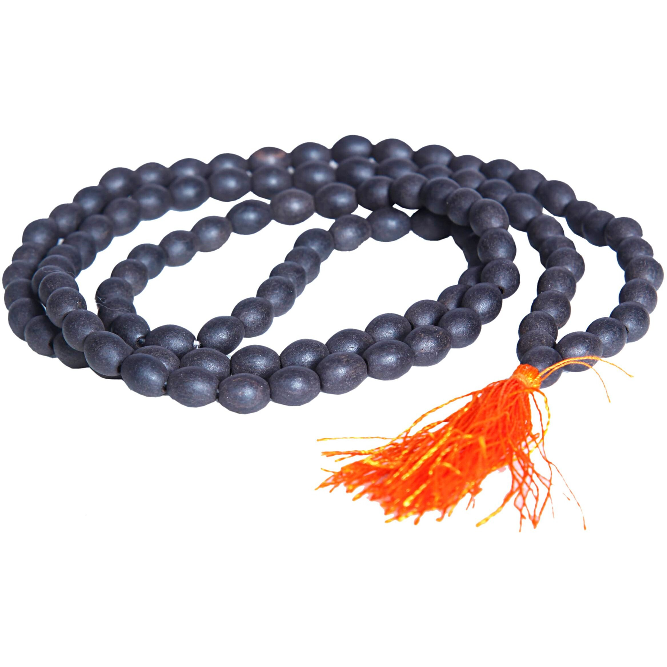 Anciently 100% Natural Unpolished Karungali Malai Original Oval Beads | Karungali Malai Oval Beads 8X10Mm - Natural Black Ebony Wood