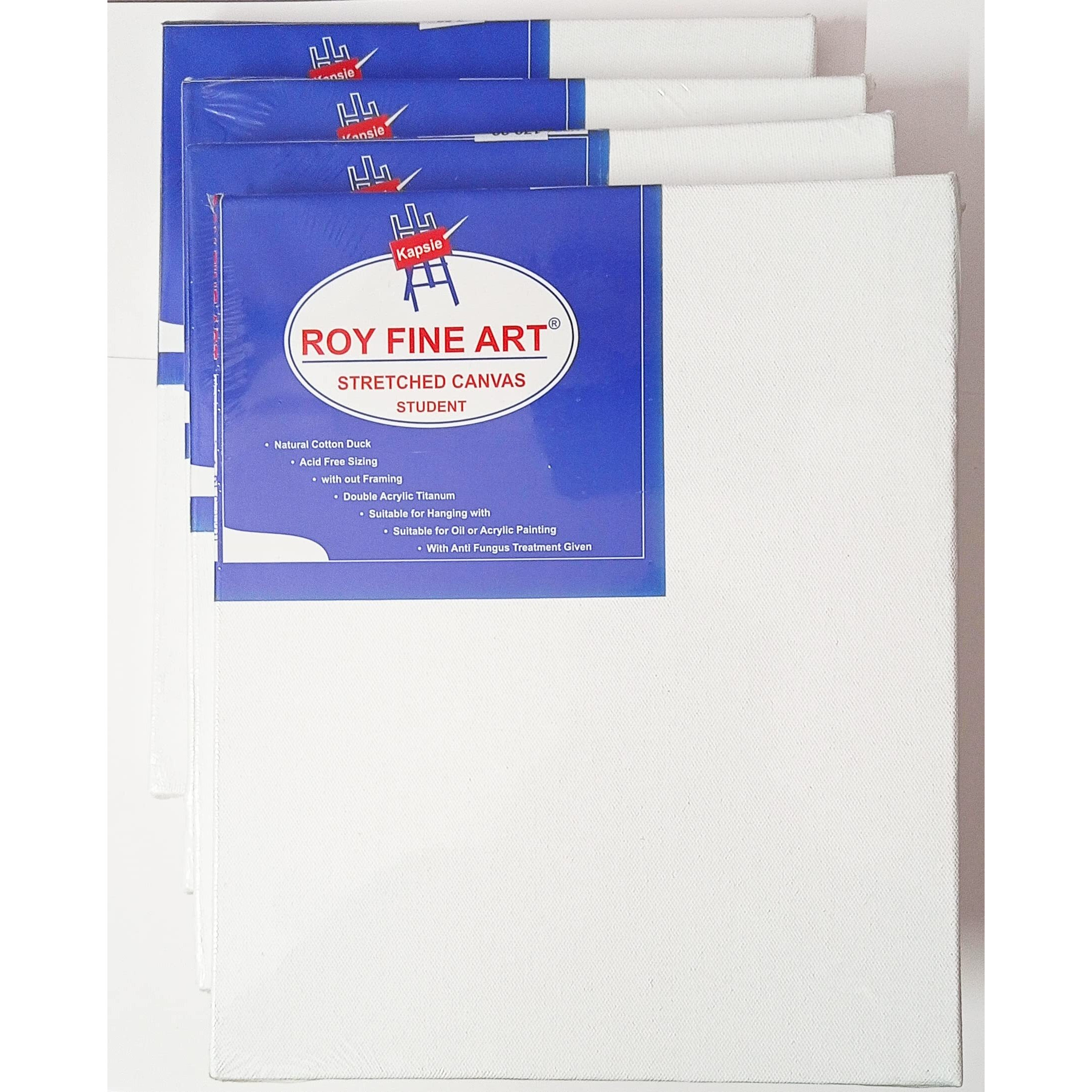 Worison Roy Fine Art Primed Cotton Pre Stretched Canvas With Wooden Frame White, 8 X 10 Inch (Pack Of 4)