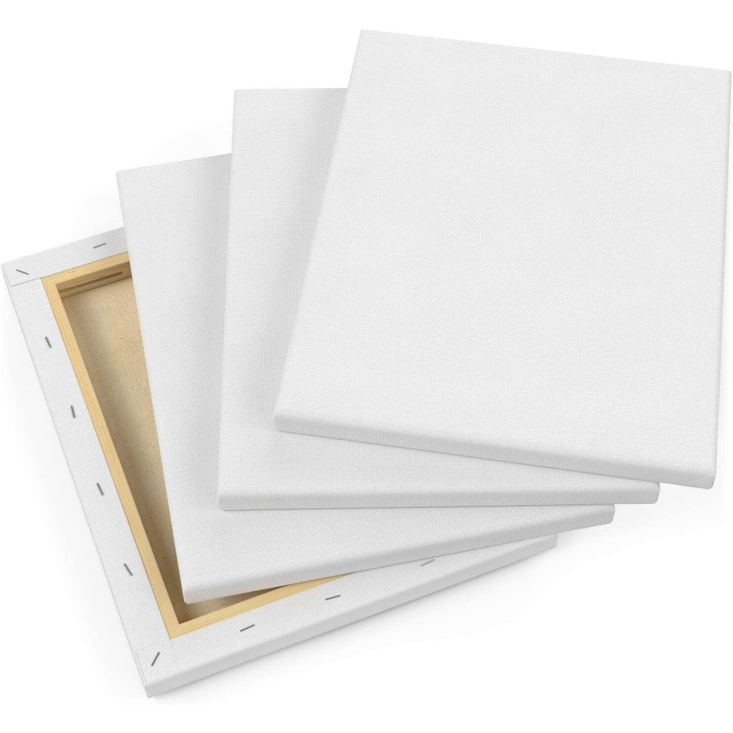 Worison Roy Fine Art Primed Cotton Pre Stretched Canvas With Wooden Frame White, 10 X 12 Inch (Pack Of 4)
