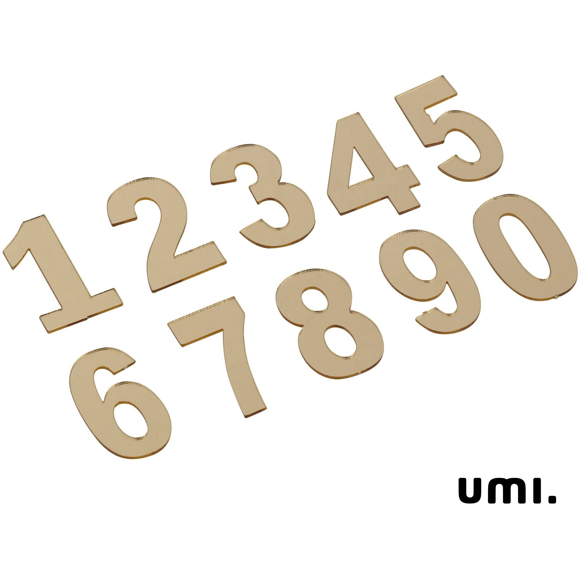Amazon Brand - Umi Gold Laser Cut Acrylic Mirror Finish Self Adhesive Alphabet Letters And Numbers Stickers Contains 51 Letters And 32 Numbers (Gold)