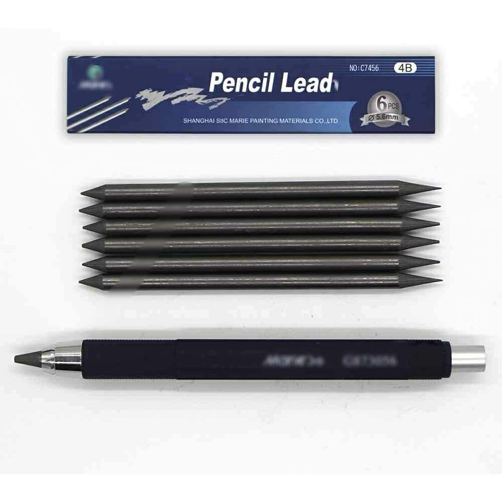 Sorzy Mechanical Pencil With Clutch Mechanism For 2B, 4B, 6B, 8B Leads + 6 Lead Refills (4B/5.6Mm)