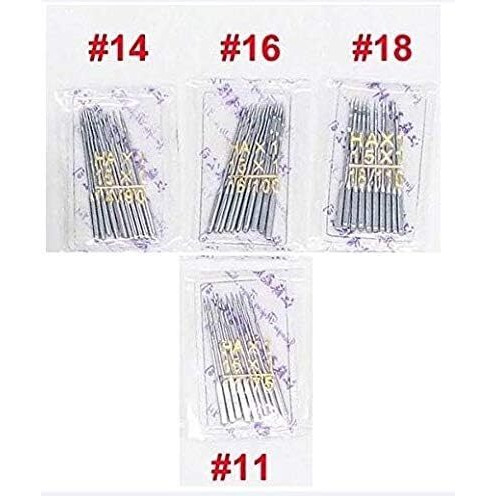 Sorzy Combo 11,14,16,18 Steel Finish Number Needle For Domestic Sewing Machines, Needle Type  One Side Flat, Pack Of 4, 40 Pieces